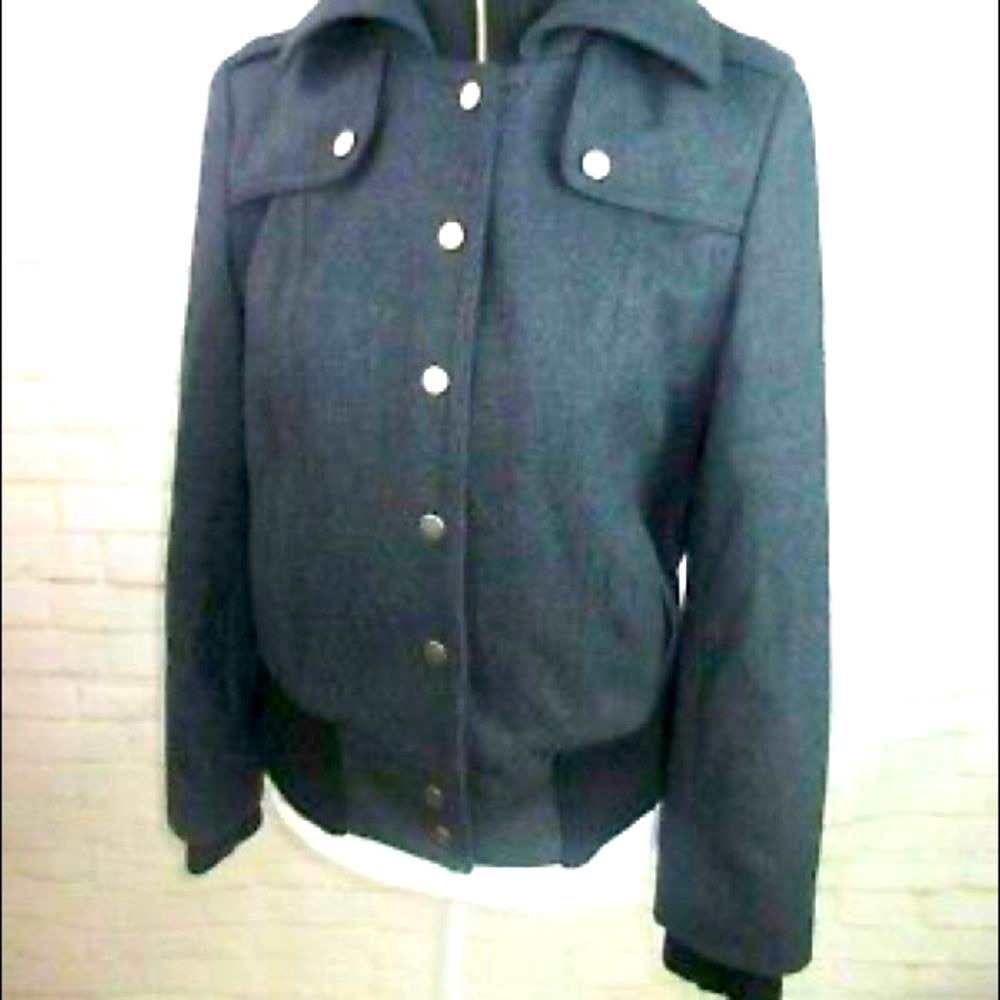New York and Company Women’s Wool Coat Military‎ Style Gray Black size 2